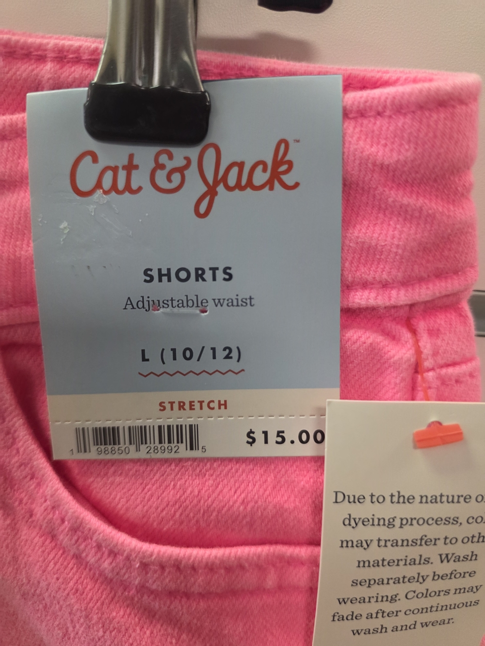 Girls L (10/12) Cat & Jack Neon Pink Denim Shorts - Picture 3 of 3